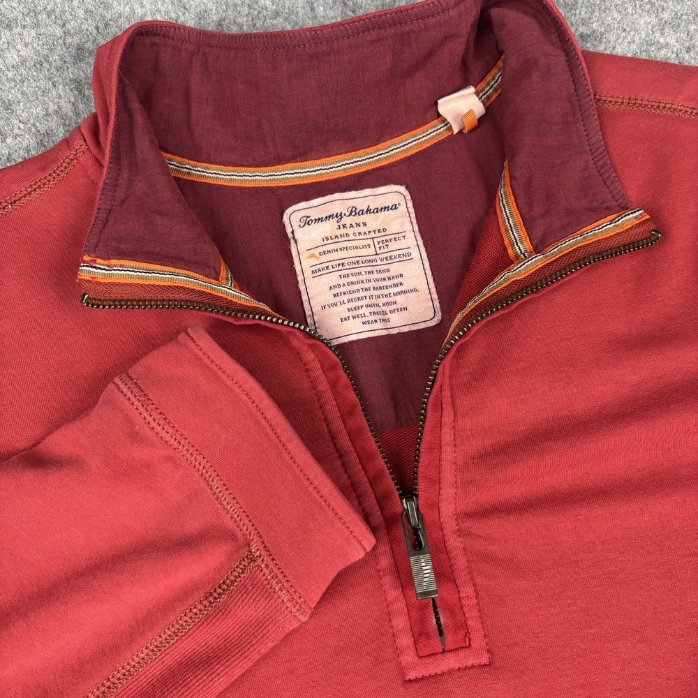 Tommy‎ Bahama Jeans 1/4 Zip Pullover Mens Xl Red Sweatshirt Mock Neck Casual EUC